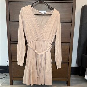 HYFVE Beige Long Sleeve Wrap Dress Sz M